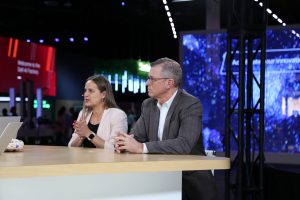 Shannon Champion, VP of product marketing at Technologies Inc. and Drew Schulke, VP of product management at Dell talking to theCUBE about data storage efficiency at Dell Technologies World 2024